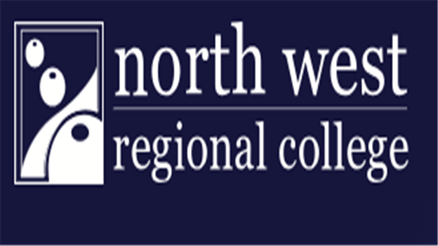 Blue Rectangle with North West Regional College in large letters